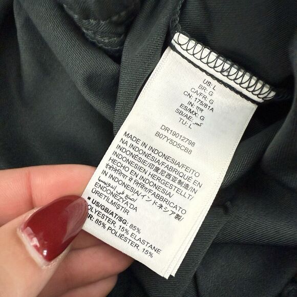 NWT Daily Ritual Moss Green Elastic Waist Crop Jogger Pants Pockets Sz L Stretch - Picture 9 of 13